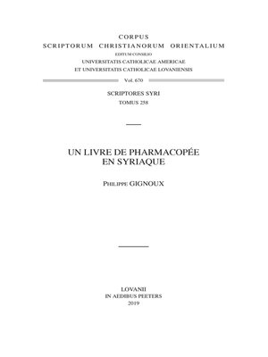 cover image of Un livre de pharmacopee en syriaque